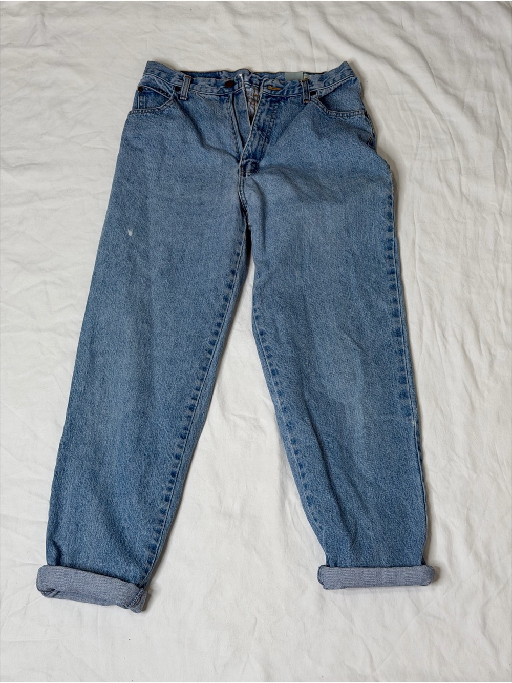 Vintage Eddie Bauer Baggy Jeans Denim Cuff 100% Cotton Light-Wash Size 12